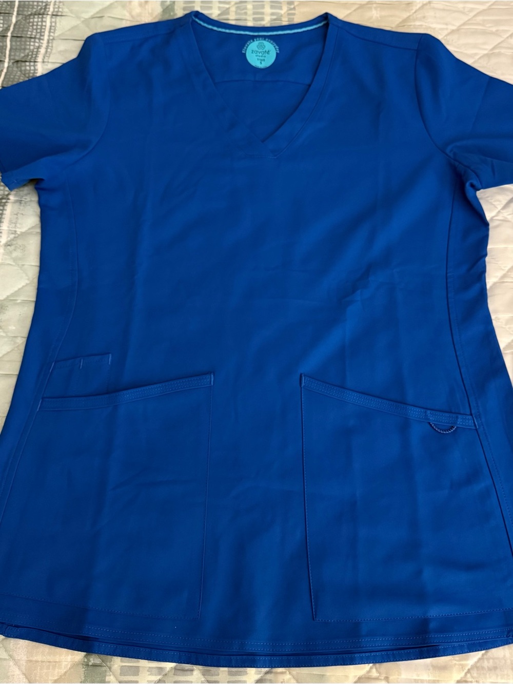 Zavate Studio Women's Royal Blue V-Neck Scrub Top size Small NWOT